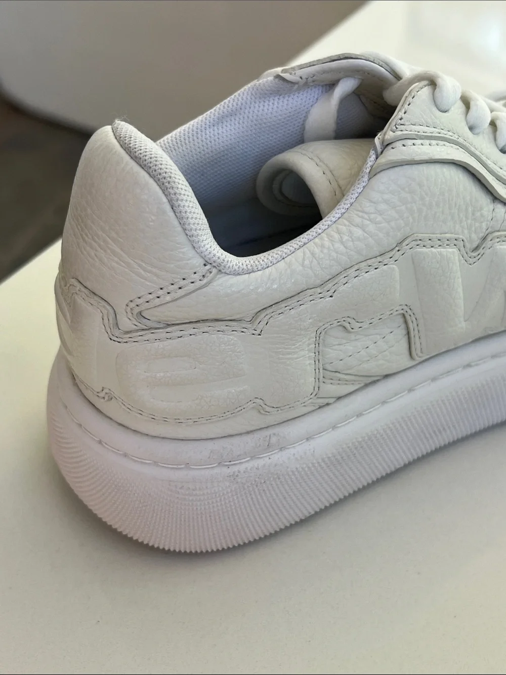 Alexander Wang optic white leather puff lace up sneakers size 41